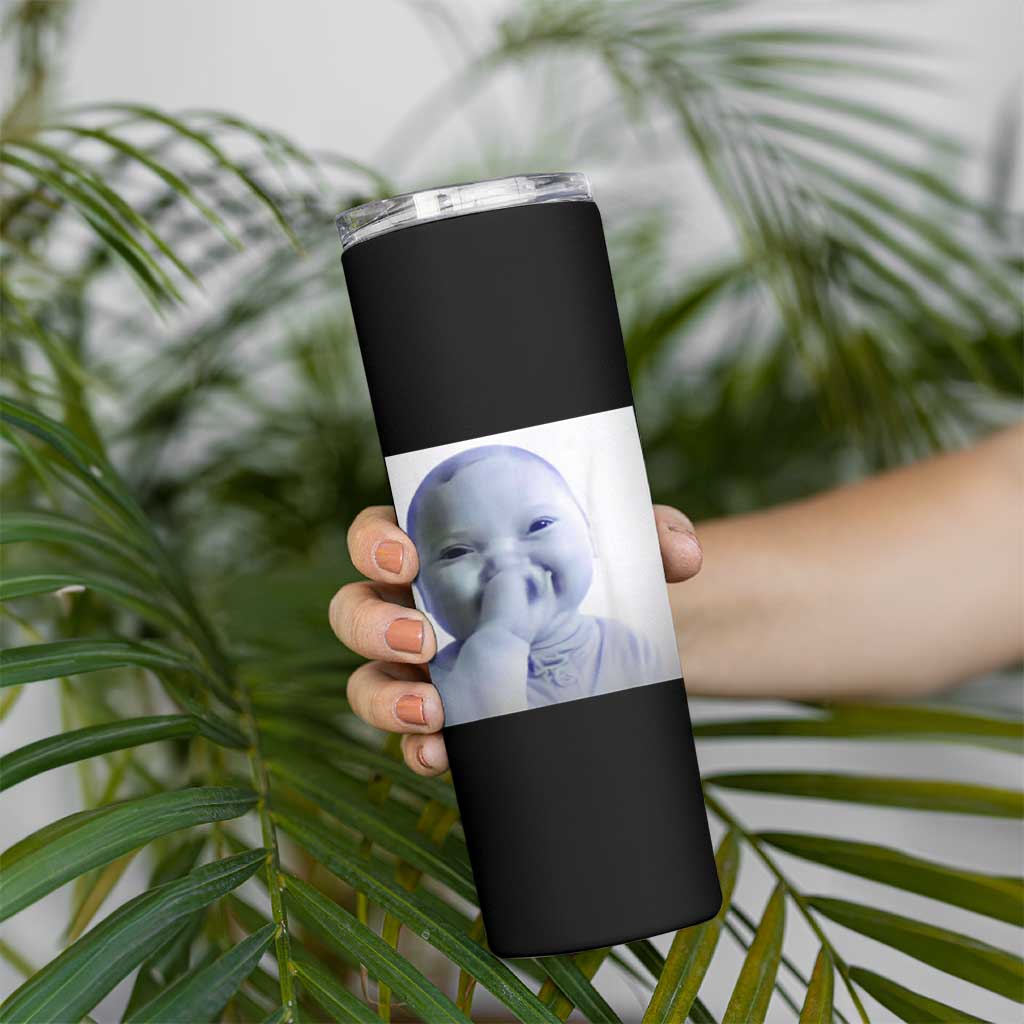 Funny Tuff Baby Giggling Meme Skinny Tumbler Viral AI Niche Baby Holding Laugh Photo - Wonder Print Shop