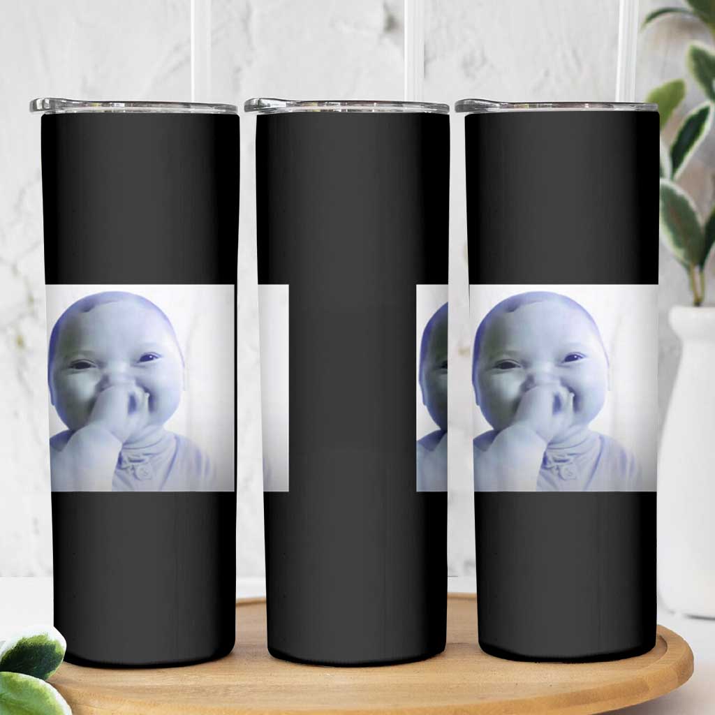 Funny Tuff Baby Giggling Meme Skinny Tumbler Viral AI Niche Baby Holding Laugh Photo - Wonder Print Shop
