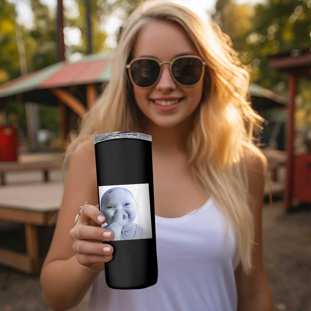 Funny Tuff Baby Giggling Meme Skinny Tumbler Viral AI Niche Baby Holding Laugh Photo - Wonder Print Shop