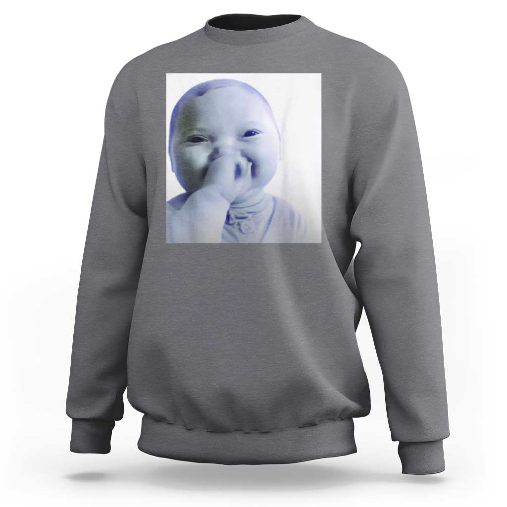 Funny Tuff Baby Giggling Meme Sweatshirt Viral AI Niche Baby Holding Laugh Photo - Wonder Print Shop