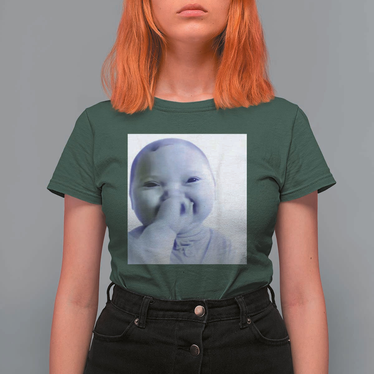 Funny Tuff Baby Giggling Meme T Shirt For Women Viral AI Niche Baby Holding Laugh Photo - Wonder Print Shop
