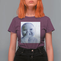 Funny Tuff Baby Giggling Meme T Shirt For Women Viral AI Niche Baby Holding Laugh Photo - Wonder Print Shop