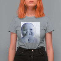 Funny Tuff Baby Giggling Meme T Shirt For Women Viral AI Niche Baby Holding Laugh Photo - Wonder Print Shop