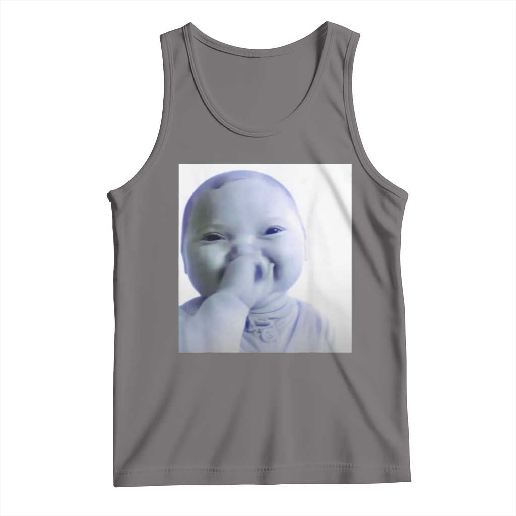 Funny Tuff Baby Giggling Meme Tank Top Viral AI Niche Baby Holding Laugh Photo - Wonder Print Shop