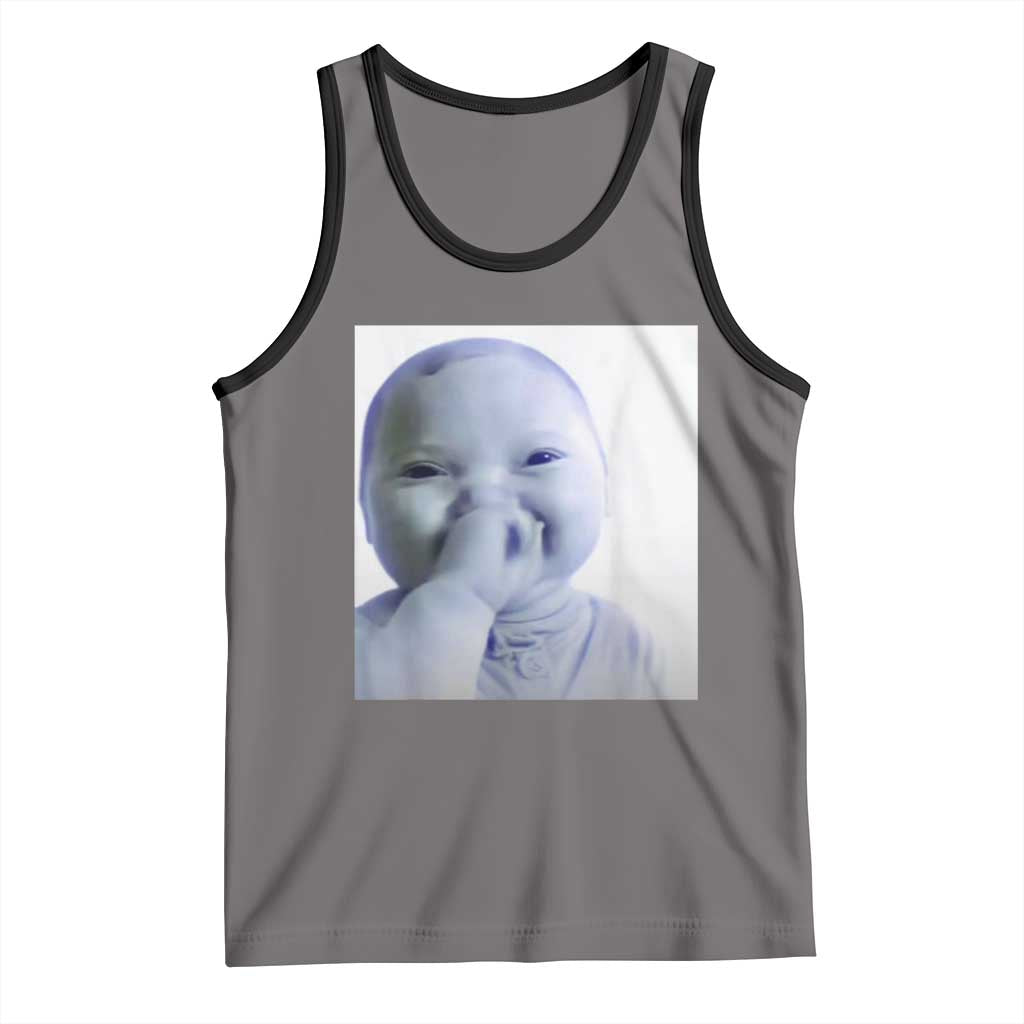 Funny Tuff Baby Giggling Meme Tank Top Viral AI Niche Baby Holding Laugh Photo - Wonder Print Shop
