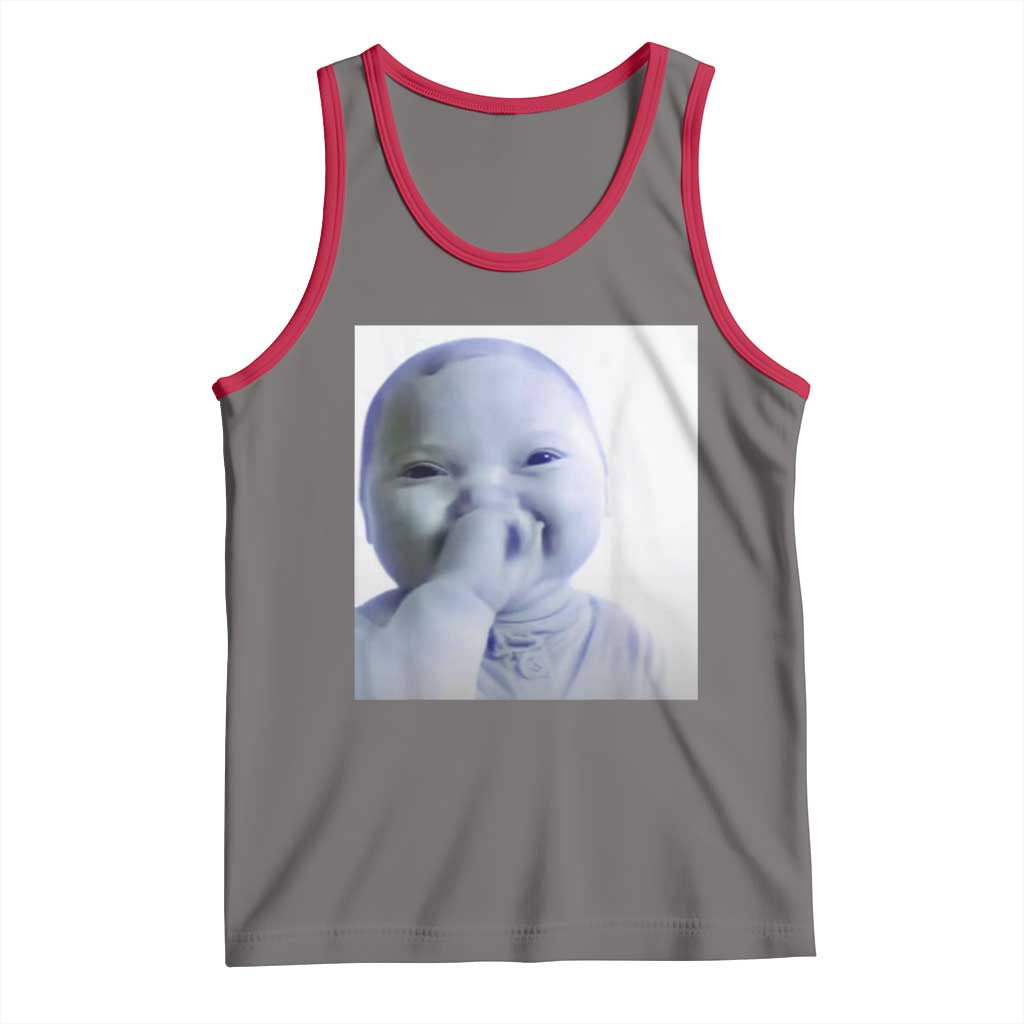 Funny Tuff Baby Giggling Meme Tank Top Viral AI Niche Baby Holding Laugh Photo - Wonder Print Shop