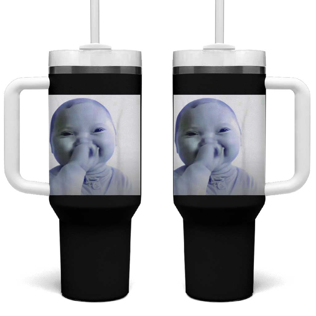 Funny Tuff Baby Giggling Meme Tumbler With Handle Viral AI Niche Baby Holding Laugh Photo - Wonder Print Shop