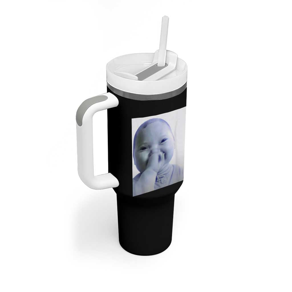 Funny Tuff Baby Giggling Meme Tumbler With Handle Viral AI Niche Baby Holding Laugh Photo - Wonder Print Shop
