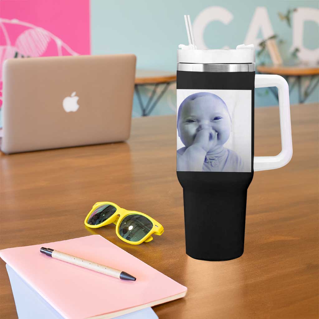 Funny Tuff Baby Giggling Meme Tumbler With Handle Viral AI Niche Baby Holding Laugh Photo - Wonder Print Shop