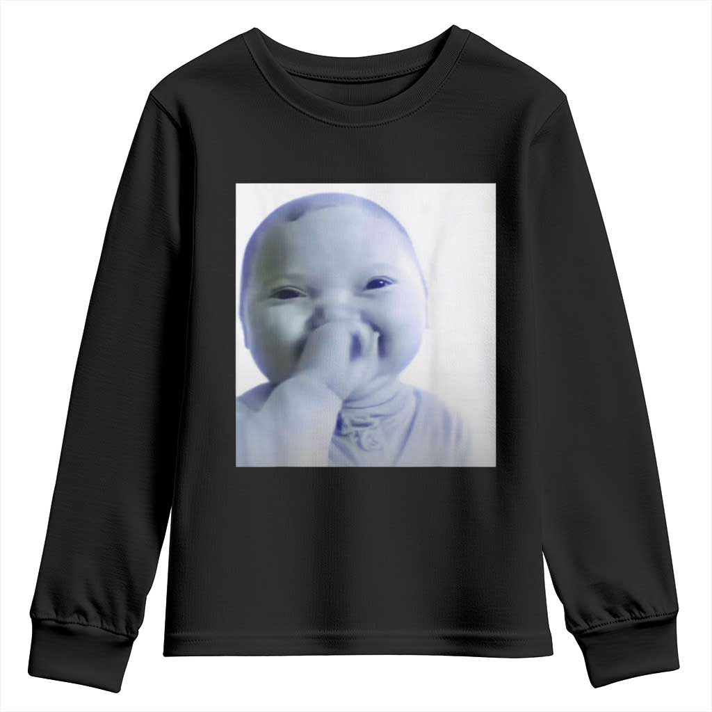 Funny Tuff Baby Giggling Meme Youth Sweatshirt Viral AI Niche Baby Holding Laugh Photo - Wonder Print Shop