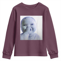 Funny Tuff Baby Giggling Meme Youth Sweatshirt Viral AI Niche Baby Holding Laugh Photo - Wonder Print Shop
