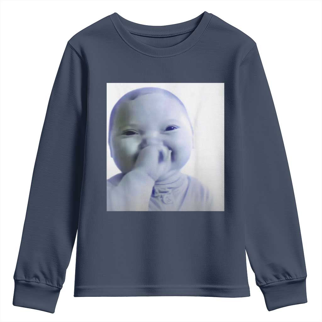 Funny Tuff Baby Giggling Meme Youth Sweatshirt Viral AI Niche Baby Holding Laugh Photo - Wonder Print Shop