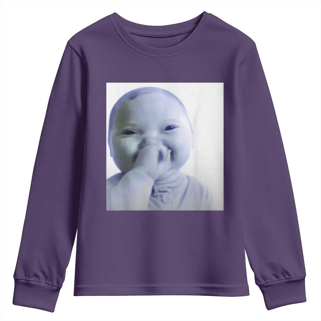 Funny Tuff Baby Giggling Meme Youth Sweatshirt Viral AI Niche Baby Holding Laugh Photo - Wonder Print Shop