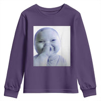 Funny Tuff Baby Giggling Meme Youth Sweatshirt Viral AI Niche Baby Holding Laugh Photo - Wonder Print Shop