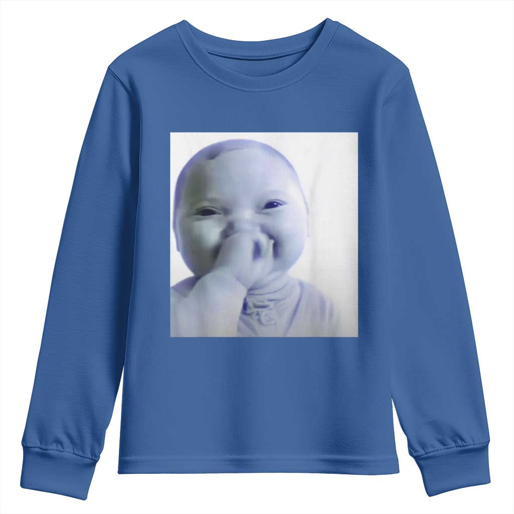 Funny Tuff Baby Giggling Meme Youth Sweatshirt Viral AI Niche Baby Holding Laugh Photo - Wonder Print Shop