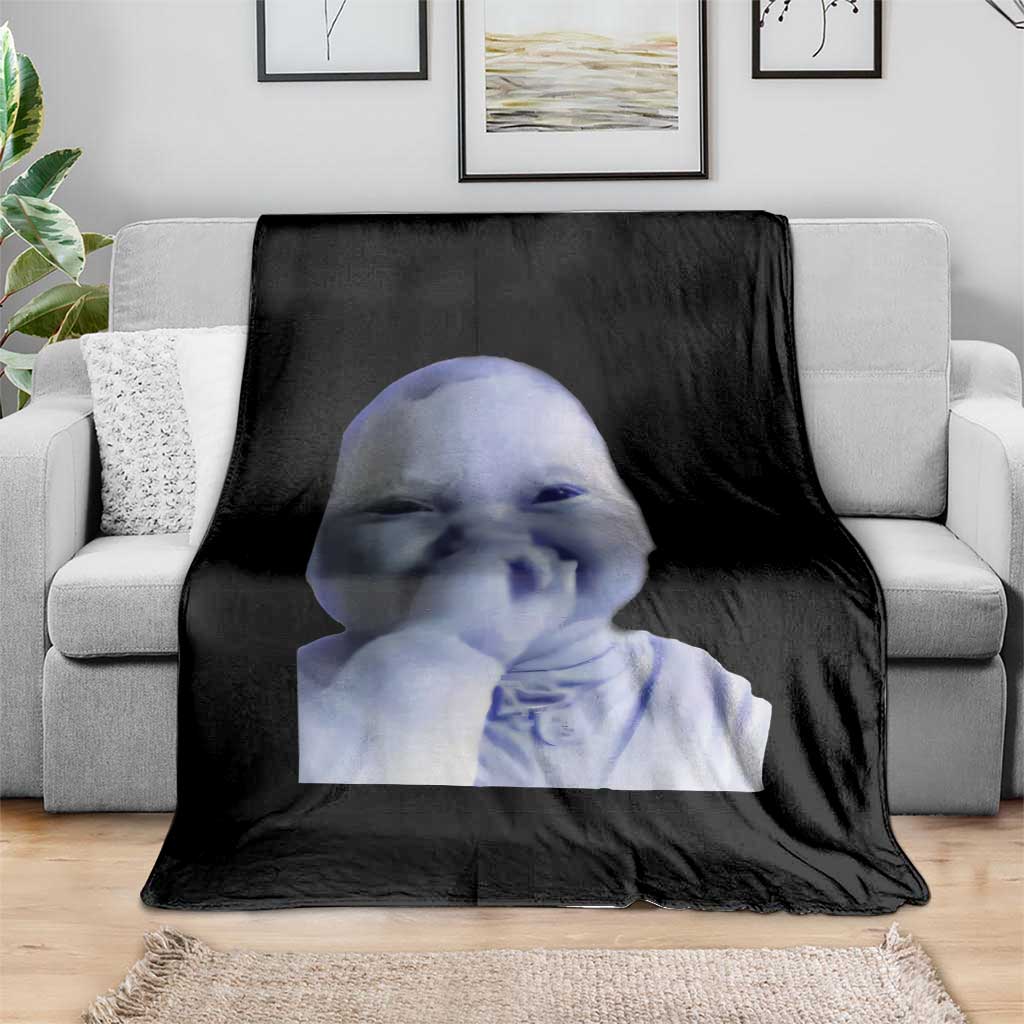 Funny Tuff Baby Giggling Meme Throw Blanket Viral AI Niche Baby Holding Laugh Face - Wonder Print Shop
