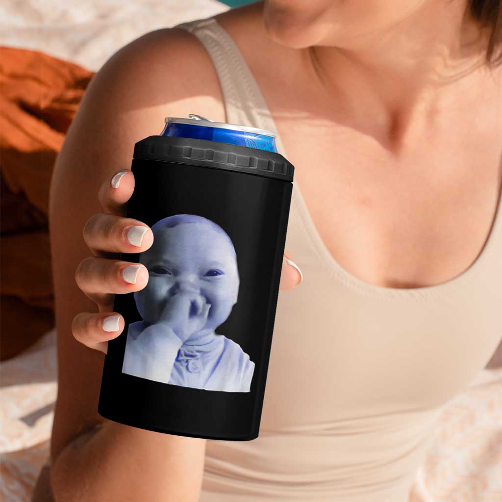 Funny Tuff Baby Giggling Meme 4 in 1 Can Cooler Tumbler Viral AI Niche Baby Holding Laugh Face - Wonder Print Shop