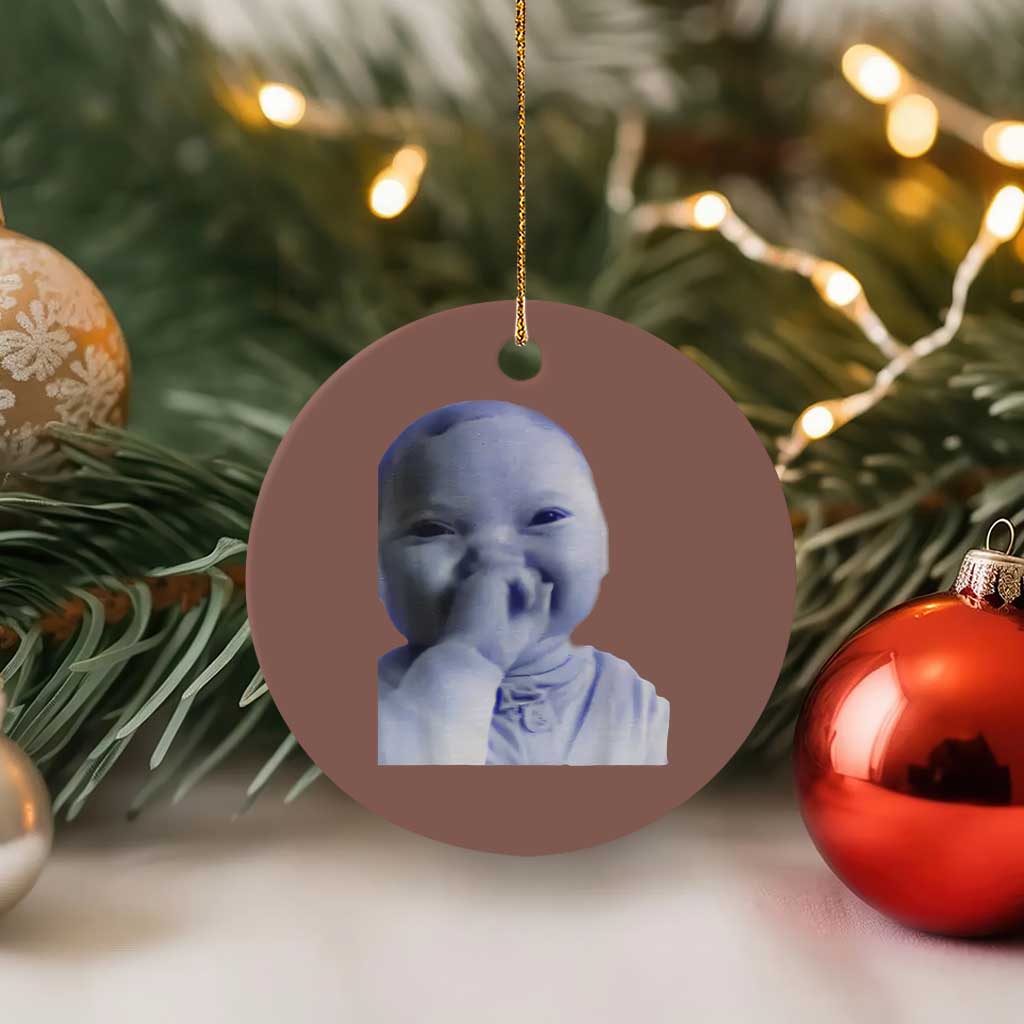 Funny Tuff Baby Giggling Meme Ceramic Ornament Viral AI Niche Baby Holding Laugh Face - Wonder Print Shop