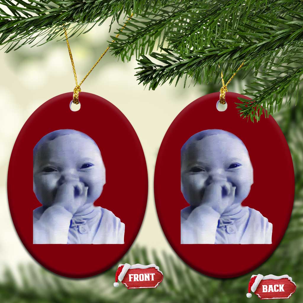 Funny Tuff Baby Giggling Meme Ceramic Ornament Viral AI Niche Baby Holding Laugh Face - Wonder Print Shop