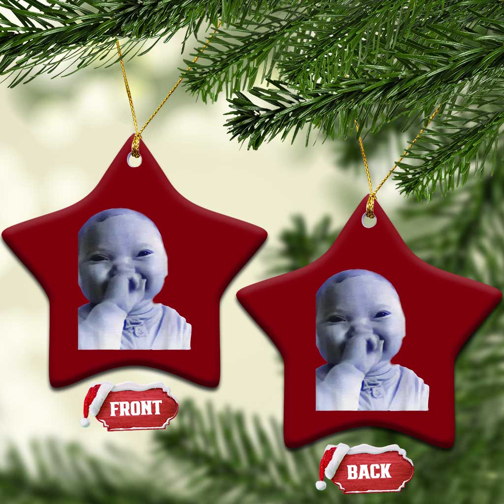 Funny Tuff Baby Giggling Meme Ceramic Ornament Viral AI Niche Baby Holding Laugh Face - Wonder Print Shop