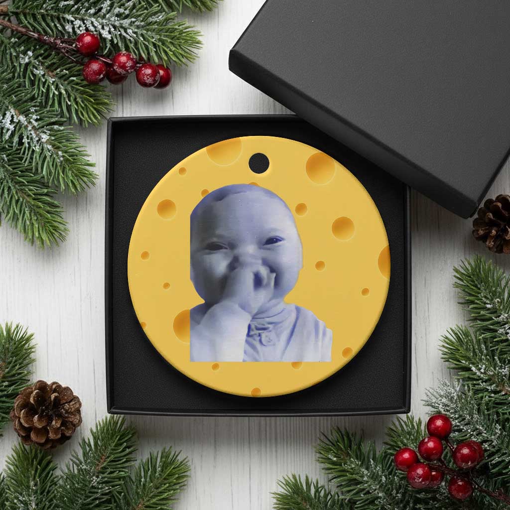 Funny Tuff Baby Giggling Meme Ceramic Ornament Viral AI Niche Baby Holding Laugh Face - Wonder Print Shop