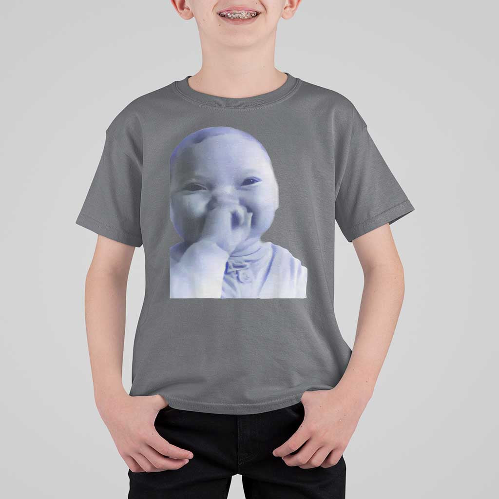 Funny Tuff Baby Giggling Meme T Shirt For Kid Viral AI Niche Baby Holding Laugh Face - Wonder Print Shop