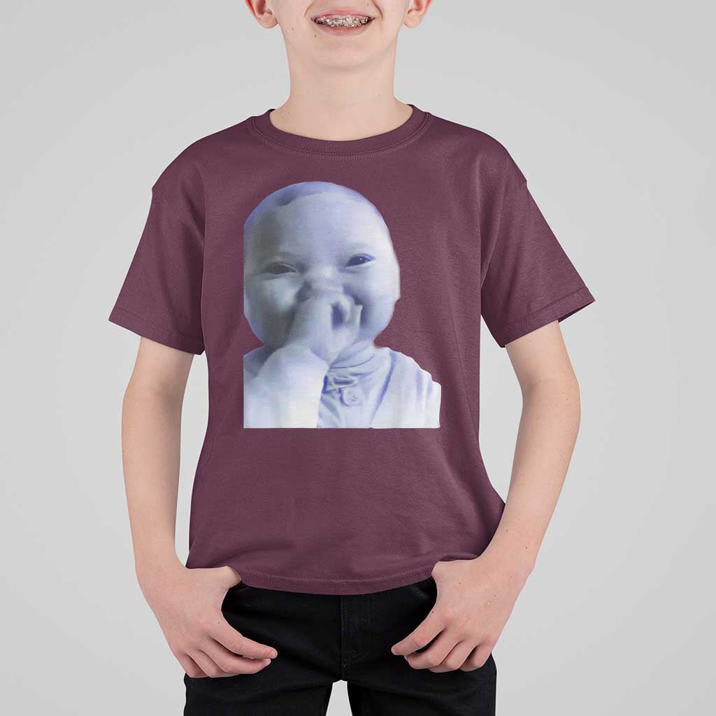 Funny Tuff Baby Giggling Meme T Shirt For Kid Viral AI Niche Baby Holding Laugh Face - Wonder Print Shop