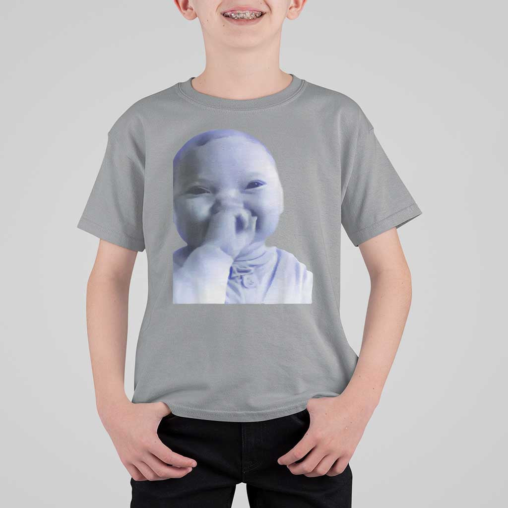 Funny Tuff Baby Giggling Meme T Shirt For Kid Viral AI Niche Baby Holding Laugh Face - Wonder Print Shop