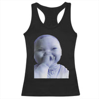 Funny Tuff Baby Giggling Meme Racerback Tank Top Viral AI Niche Baby Holding Laugh Face - Wonder Print Shop