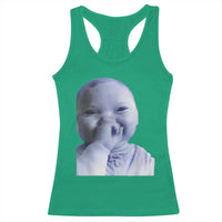 Funny Tuff Baby Giggling Meme Racerback Tank Top Viral AI Niche Baby Holding Laugh Face - Wonder Print Shop