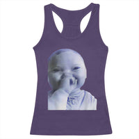 Funny Tuff Baby Giggling Meme Racerback Tank Top Viral AI Niche Baby Holding Laugh Face - Wonder Print Shop