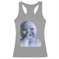 Funny Tuff Baby Giggling Meme Racerback Tank Top Viral AI Niche Baby Holding Laugh Face - Wonder Print Shop