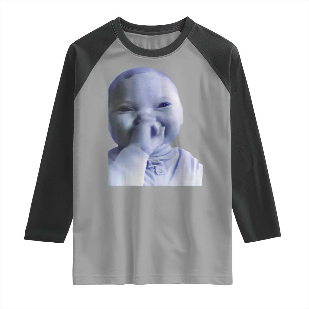 Funny Tuff Baby Giggling Meme Raglan Shirt Viral AI Niche Baby Holding Laugh Face - Wonder Print Shop