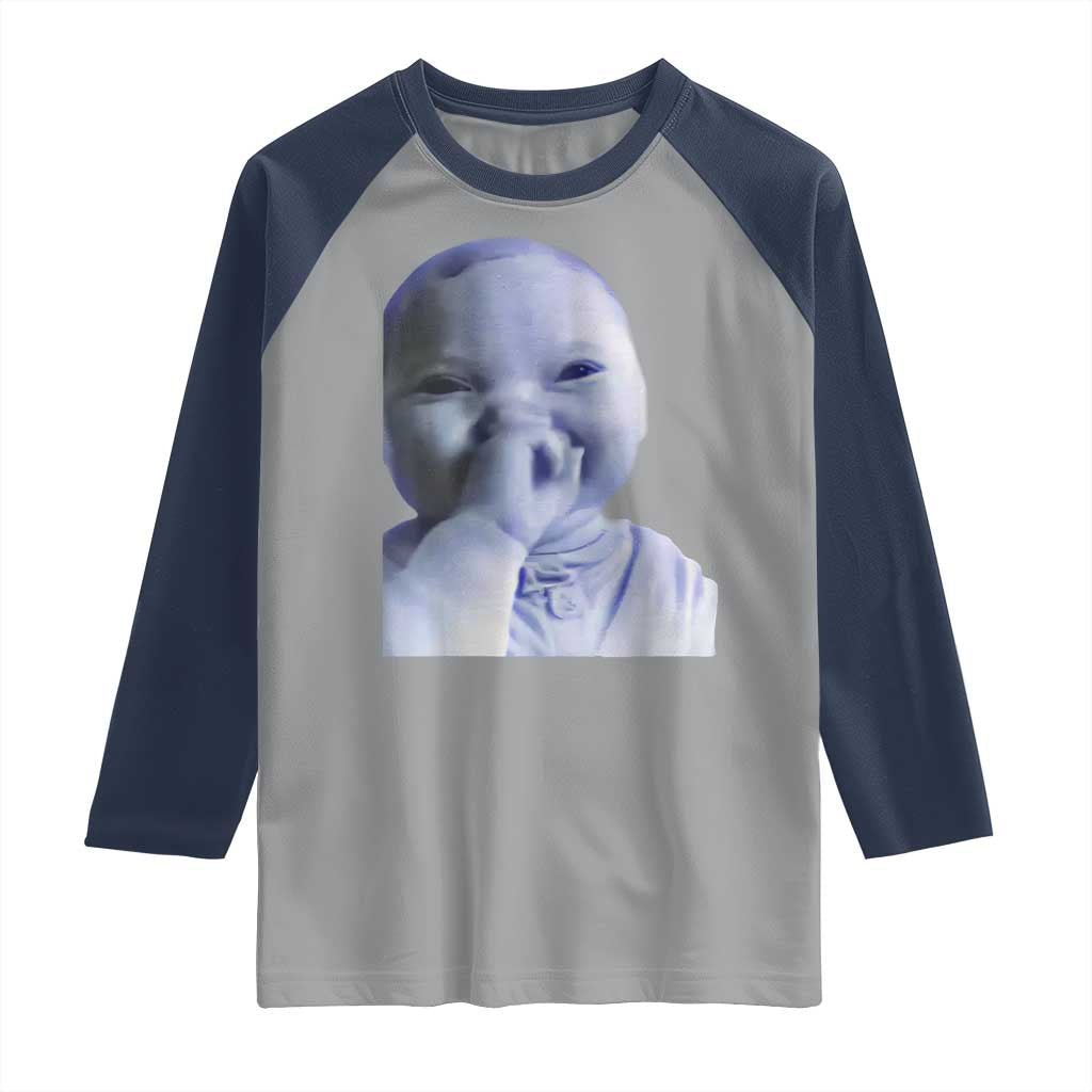 Funny Tuff Baby Giggling Meme Raglan Shirt Viral AI Niche Baby Holding Laugh Face - Wonder Print Shop