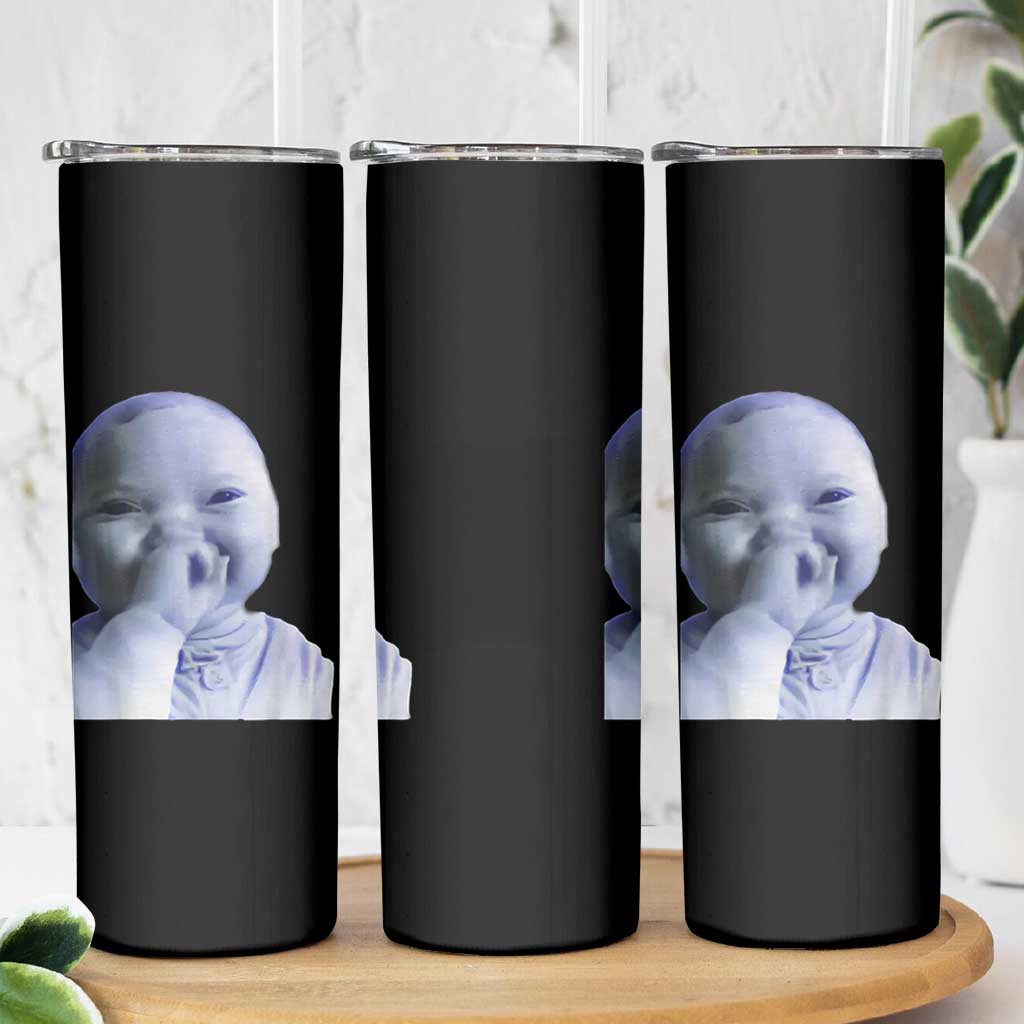 Funny Tuff Baby Giggling Meme Skinny Tumbler Viral AI Niche Baby Holding Laugh Face - Wonder Print Shop