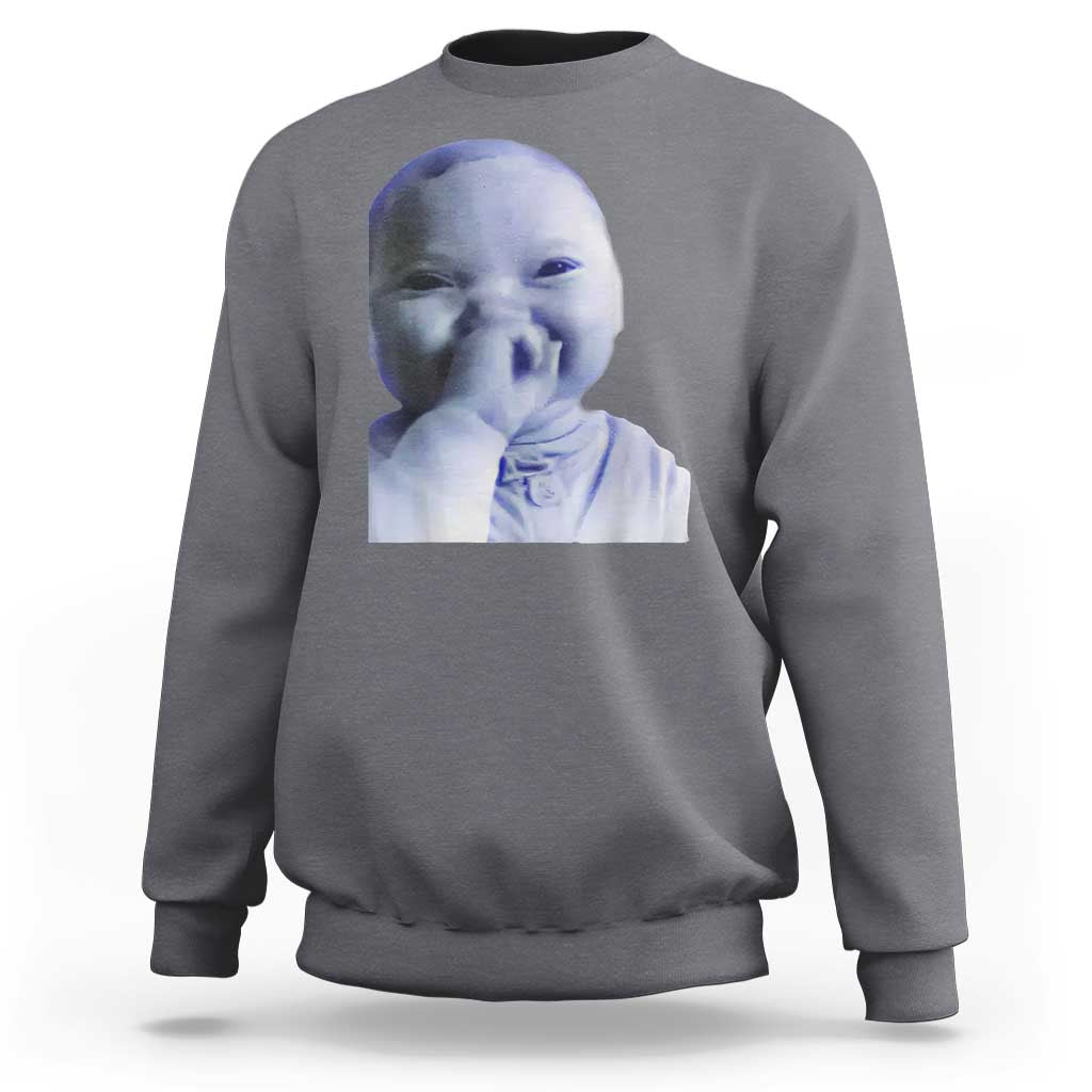 Funny Tuff Baby Giggling Meme Sweatshirt Viral AI Niche Baby Holding Laugh Face - Wonder Print Shop