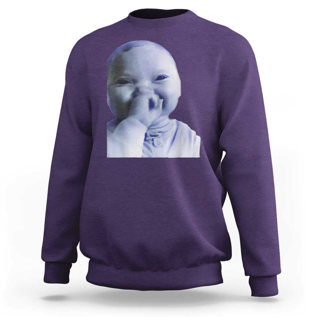 Funny Tuff Baby Giggling Meme Sweatshirt Viral AI Niche Baby Holding Laugh Face - Wonder Print Shop