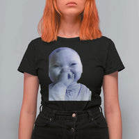 Funny Tuff Baby Giggling Meme T Shirt For Women Viral AI Niche Baby Holding Laugh Face - Wonder Print Shop