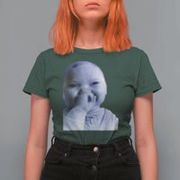 Funny Tuff Baby Giggling Meme T Shirt For Women Viral AI Niche Baby Holding Laugh Face - Wonder Print Shop