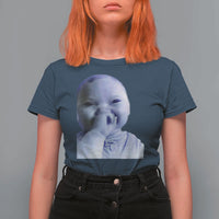 Funny Tuff Baby Giggling Meme T Shirt For Women Viral AI Niche Baby Holding Laugh Face - Wonder Print Shop