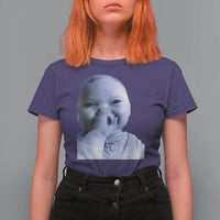 Funny Tuff Baby Giggling Meme T Shirt For Women Viral AI Niche Baby Holding Laugh Face - Wonder Print Shop