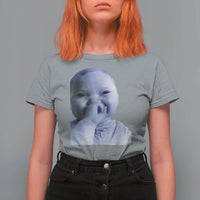 Funny Tuff Baby Giggling Meme T Shirt For Women Viral AI Niche Baby Holding Laugh Face - Wonder Print Shop