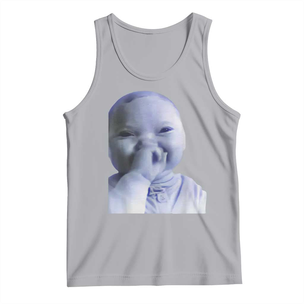 Funny Tuff Baby Giggling Meme Tank Top Viral AI Niche Baby Holding Laugh Face - Wonder Print Shop