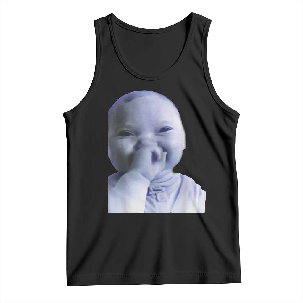 Funny Tuff Baby Giggling Meme Tank Top Viral AI Niche Baby Holding Laugh Face - Wonder Print Shop