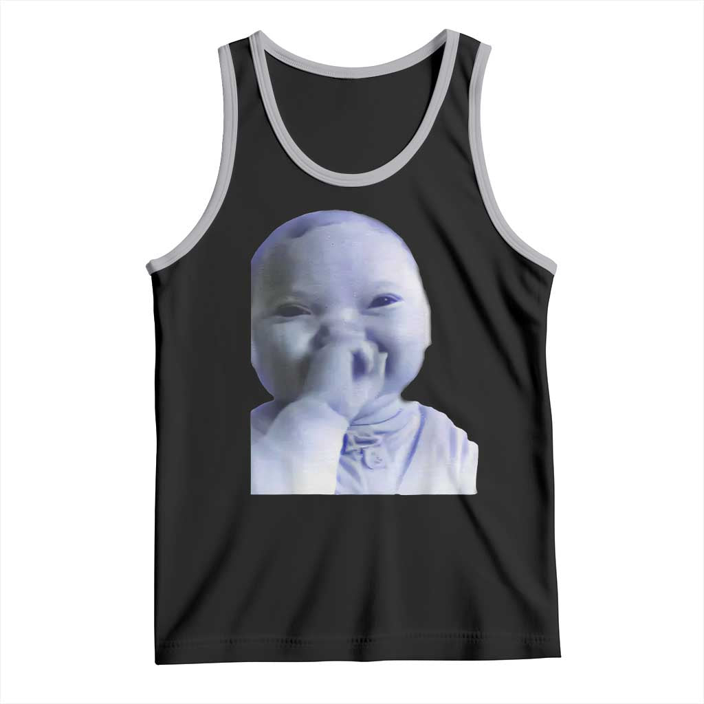 Funny Tuff Baby Giggling Meme Tank Top Viral AI Niche Baby Holding Laugh Face - Wonder Print Shop