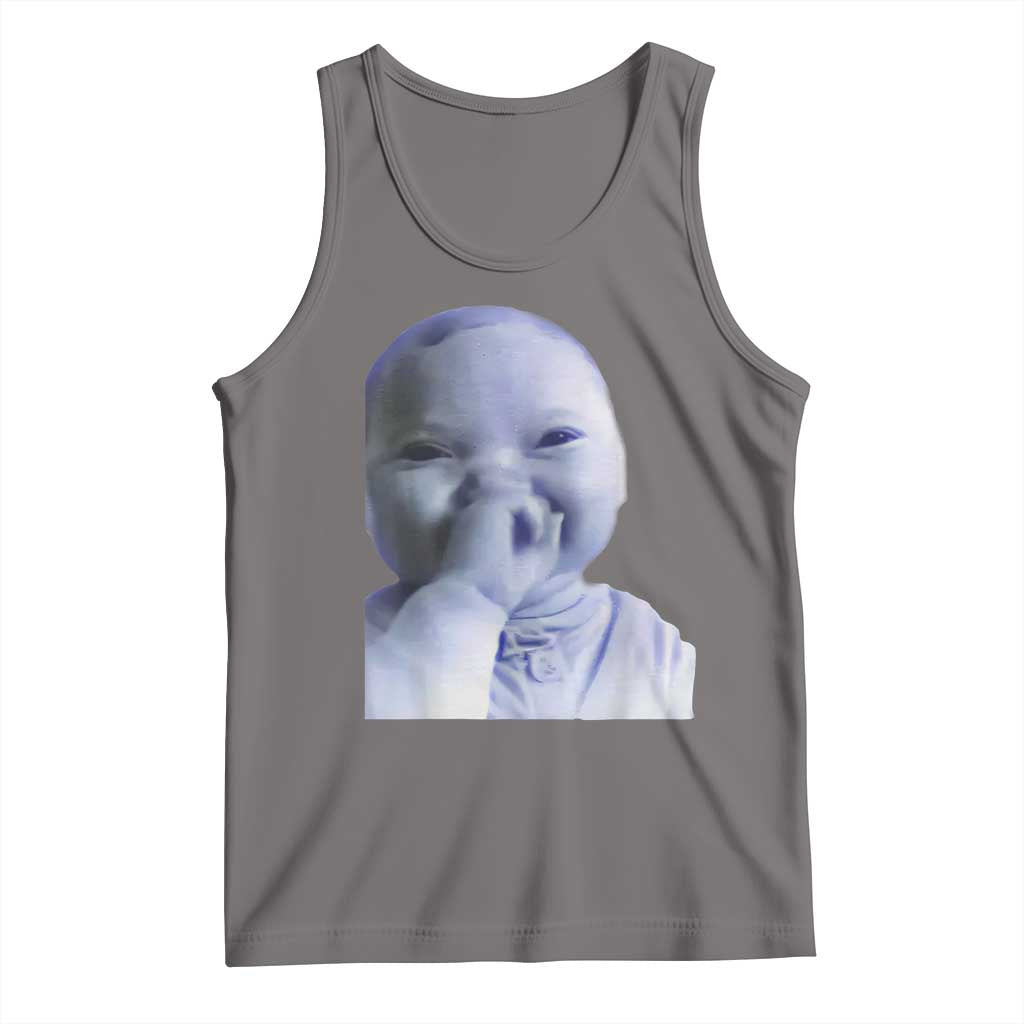 Funny Tuff Baby Giggling Meme Tank Top Viral AI Niche Baby Holding Laugh Face - Wonder Print Shop
