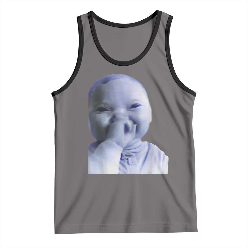 Funny Tuff Baby Giggling Meme Tank Top Viral AI Niche Baby Holding Laugh Face - Wonder Print Shop