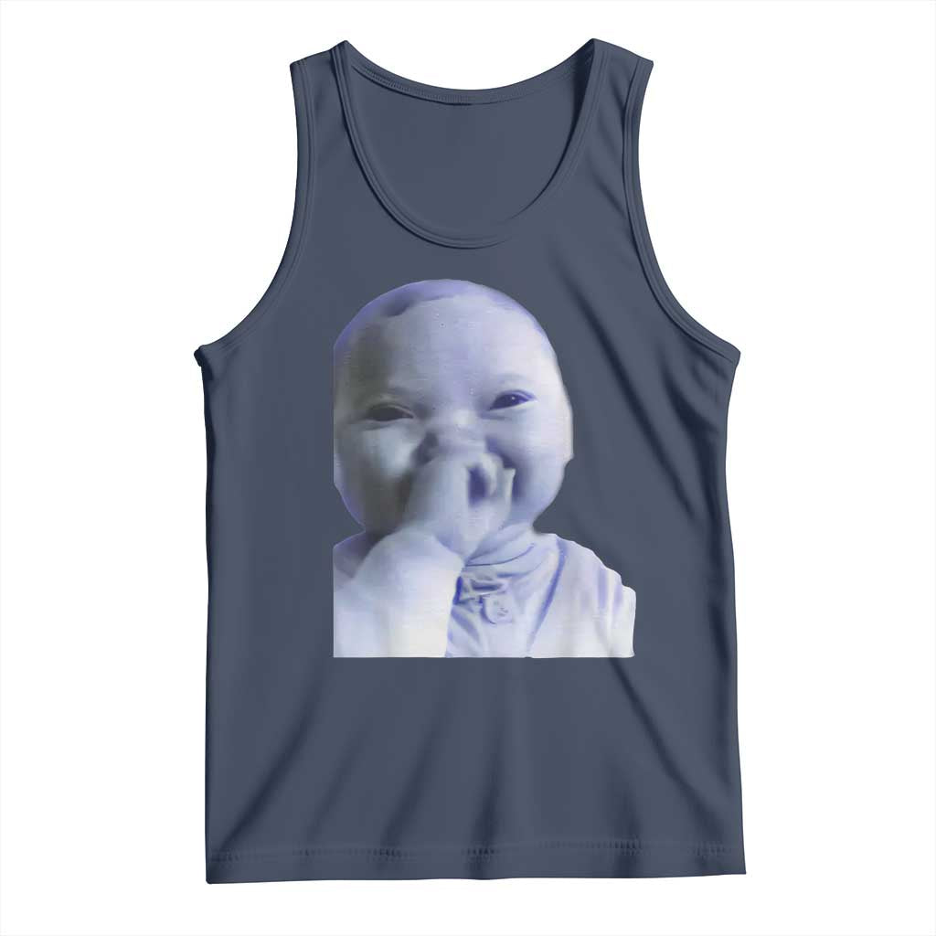 Funny Tuff Baby Giggling Meme Tank Top Viral AI Niche Baby Holding Laugh Face - Wonder Print Shop