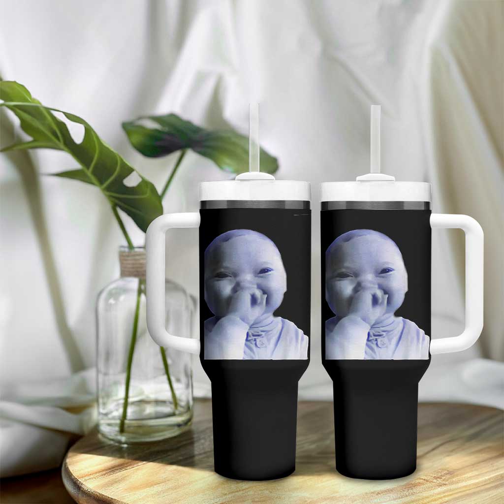 Funny Tuff Baby Giggling Meme Tumbler With Handle Viral AI Niche Baby Holding Laugh Face - Wonder Print Shop