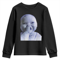 Funny Tuff Baby Giggling Meme Youth Sweatshirt Viral AI Niche Baby Holding Laugh Face - Wonder Print Shop